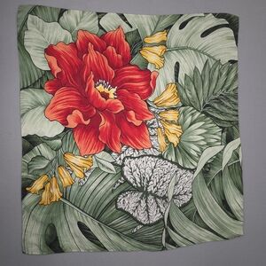 Adolfo Red and Yellow Floral Scarf